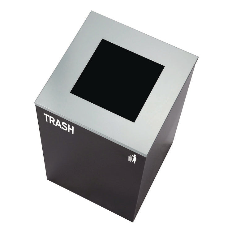 29 Gallon Trash/Recycling Cans, Steel, Green Compost Can with Square Lid, Black Trash Can with Square Lid