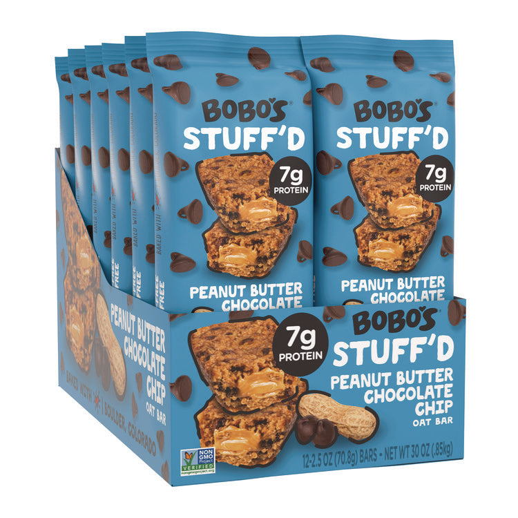 Stuff'D Peanut Butter and Chocolate Chip Oat Bar, 2.5 oz Bar, 12/Box