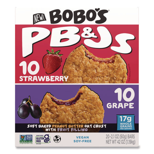 PB and J Variety Pack, Peanut Butter/Grape and Peanut Butter/Strawberry, 2.1 oz Bar, 12/Box