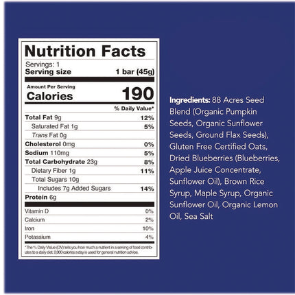 Warm 'N Chewey Gluten-Free Blueberry/Lemon Seed and Oat Bar, 1.6 oz Bar, 9/Box