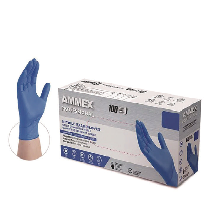 Nitrile Exam Gloves, Powder-Free, Small, Blue, 100/Box
