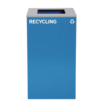 29 Gallon Trash/Recycling Cans, Steel, Blue Recycling Can, Green Recycling Can, Black Trash Can with Square Lids