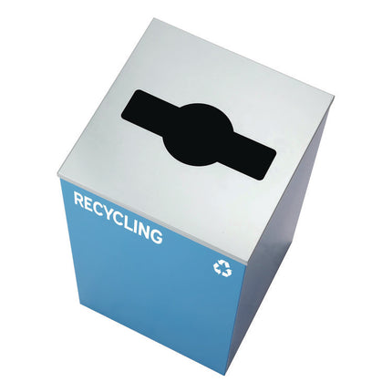 29 Gallon Trash/Recycling Cans, Steel, Blue Recycling Can/Mixed Lid, Green Compost Can and Black Trash Can with Square Lids