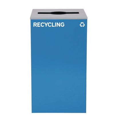 29 Gallon Trash/Recycling Cans, Steel, Blue Recycling Can/Mixed Lid, Green Compost Can and Black Trash Can with Square Lids