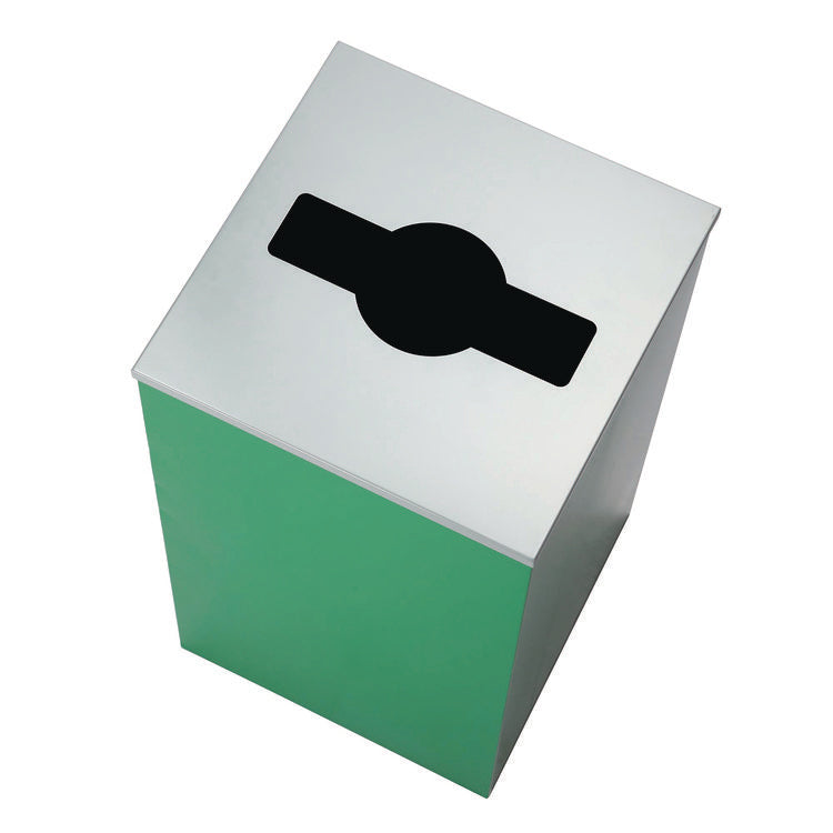 29 Gallon Trash/Recycling Cans, Steel, Green Can with Mixed Lid