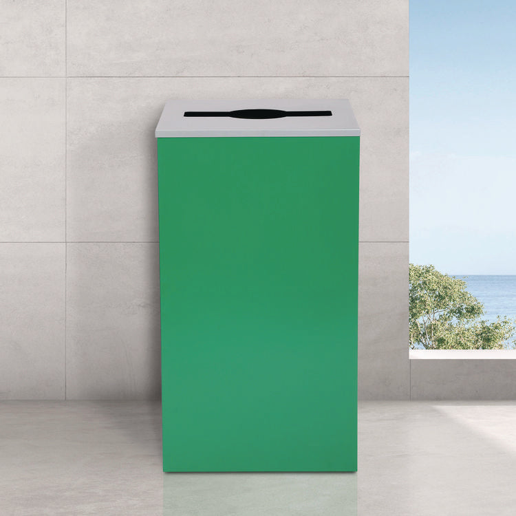 29 Gallon Trash/Recycling Cans, Steel, Green Can with Mixed Lid