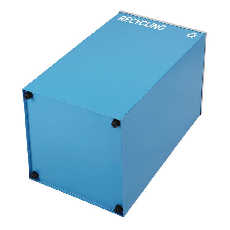 29 Gallon Trash/Recycling Cans, Steel, Blue Recycling Can with Square Lid