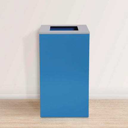 29 Gallon Trash/Recycling Cans, Steel, Blue Can with Square Lid