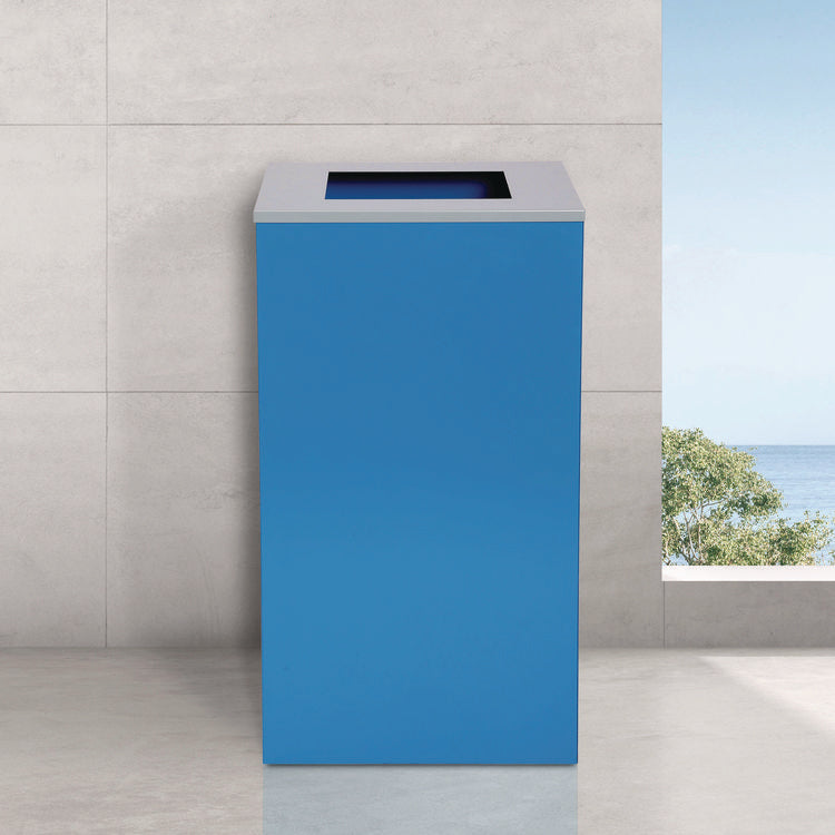 29 Gallon Trash/Recycling Cans, Steel, Blue Can with Square Lid
