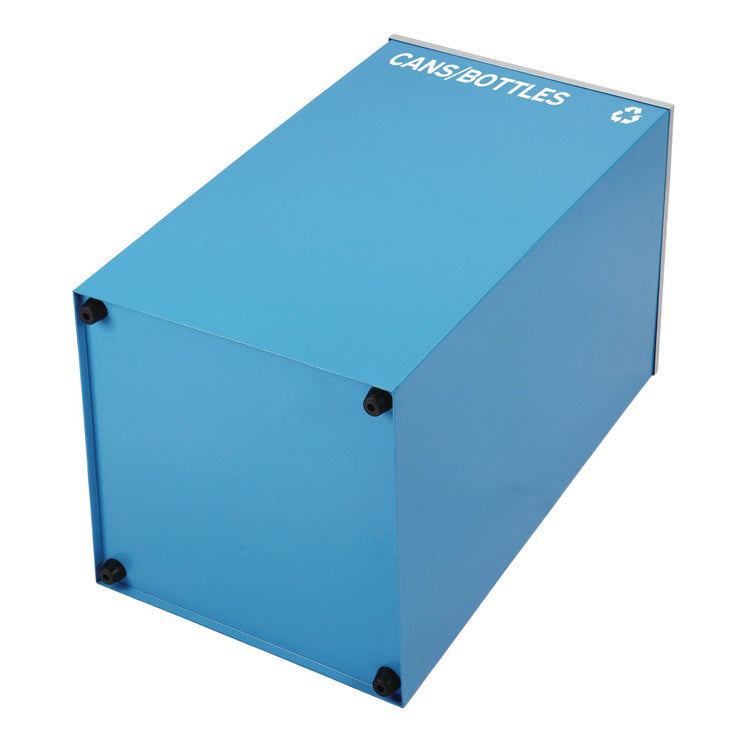 29 Gallon Trash/Recycling Cans, Steel, Blue Cans/Bottles Recycling Can with Mixed Lid