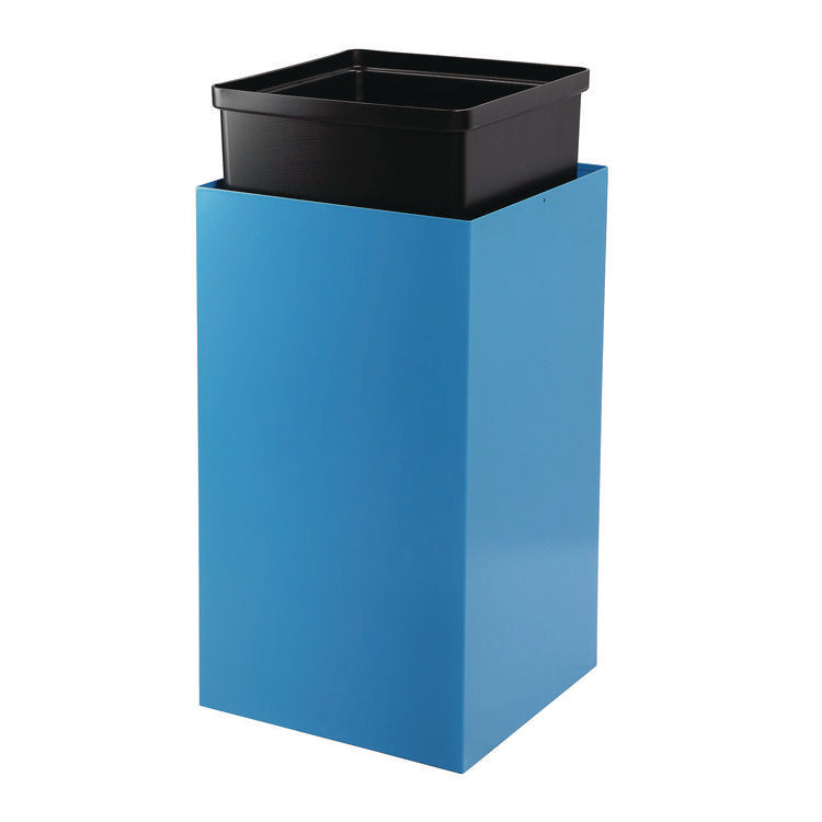 29 Gallon Trash/Recycling Cans, Steel, Blue Can with Mixed Lid