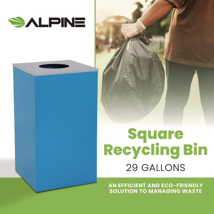 29 Gallon Trash/Recycling Cans, Steel, Blue Can with Circle Lid