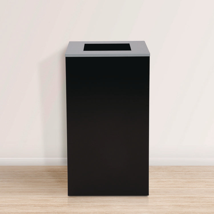 29 Gallon Trash/Recycling Cans, Steel, Black Can with Square Lid