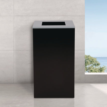 29 Gallon Trash/Recycling Cans, Steel, Black Can with Square Lid