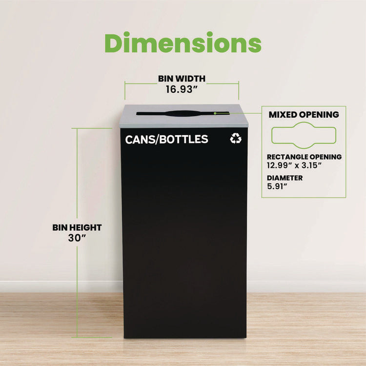 29 Gallon Trash/Recycling Cans, Steel, Black Cans/Bottles Recycling Can with Mixed Lid