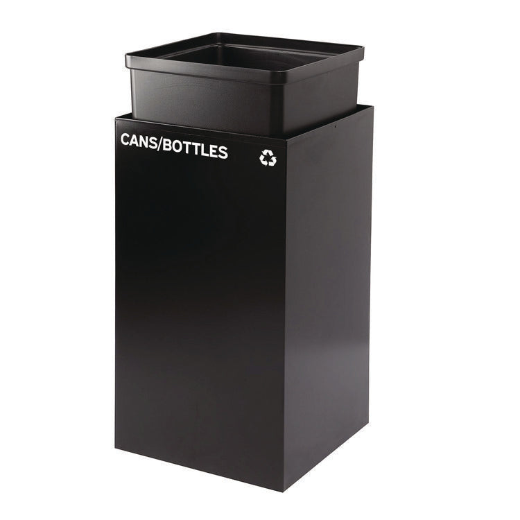 29 Gallon Trash/Recycling Cans, Steel, Black Cans/Bottles Recycling Can with Mixed Lid
