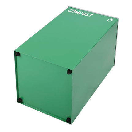 29 Gallon Trash/Recycling Cans, Steel, Blue Mixed Recycling and Green Compost Cans w/Mixed Lids, Black Trash Can w/Square Lid
