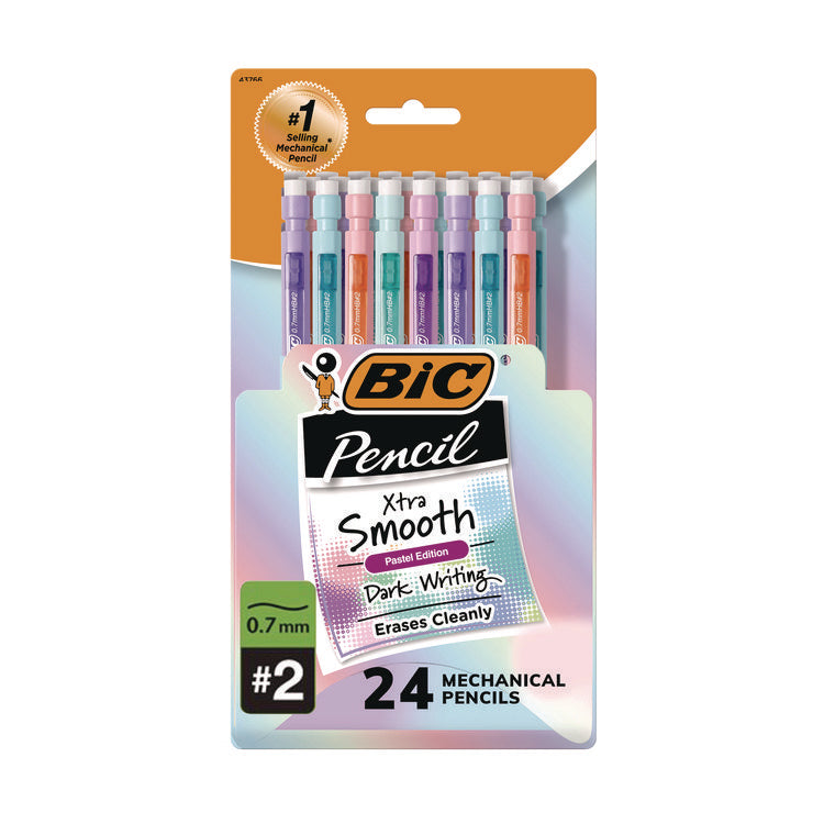 Xtra-Smooth Pastel Edition Mechanical Pencils, 0.7 mm, HB (#2), Black Lead, Assorted Barrel Colors, 24/Pack