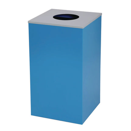 29 Gallon Trash/Recycling Cans, Steel, Blue Mixed Recycling Can w/Circle Lid, Green Compost and Black Trash Cans w/Sq Lids