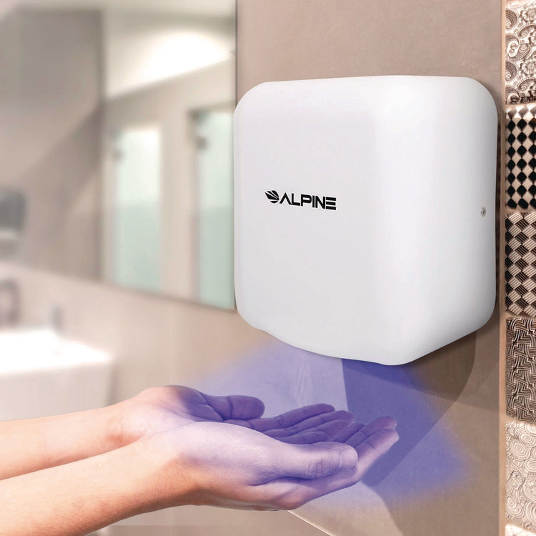 Hemlock Commercial Automatic 120V Hand Dryer, 6.68 x 11.41 x 12.31, Stainless Steel, White