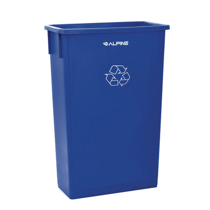 Slim 23 Gallon Recycling Bin, Plastic, Blue