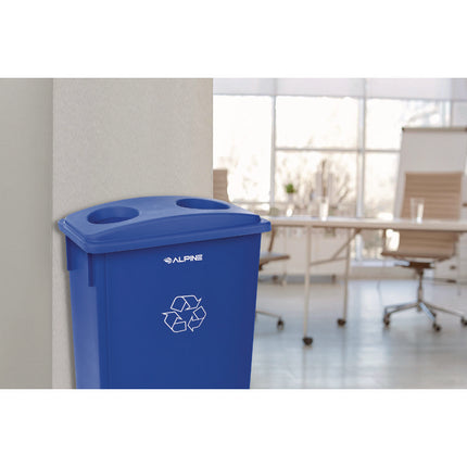 Slim 23 Gallon Recycling Bin, Plastic, Blue