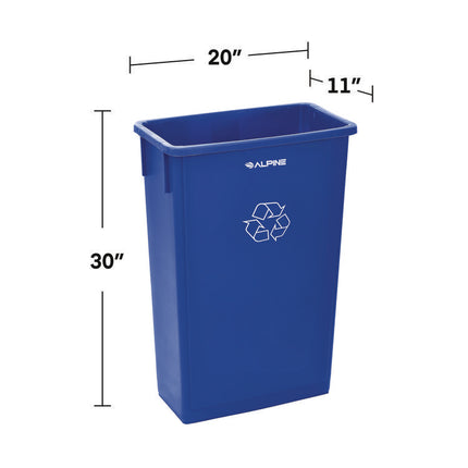 Slim 23 Gallon Recycling Bin, Plastic, Blue