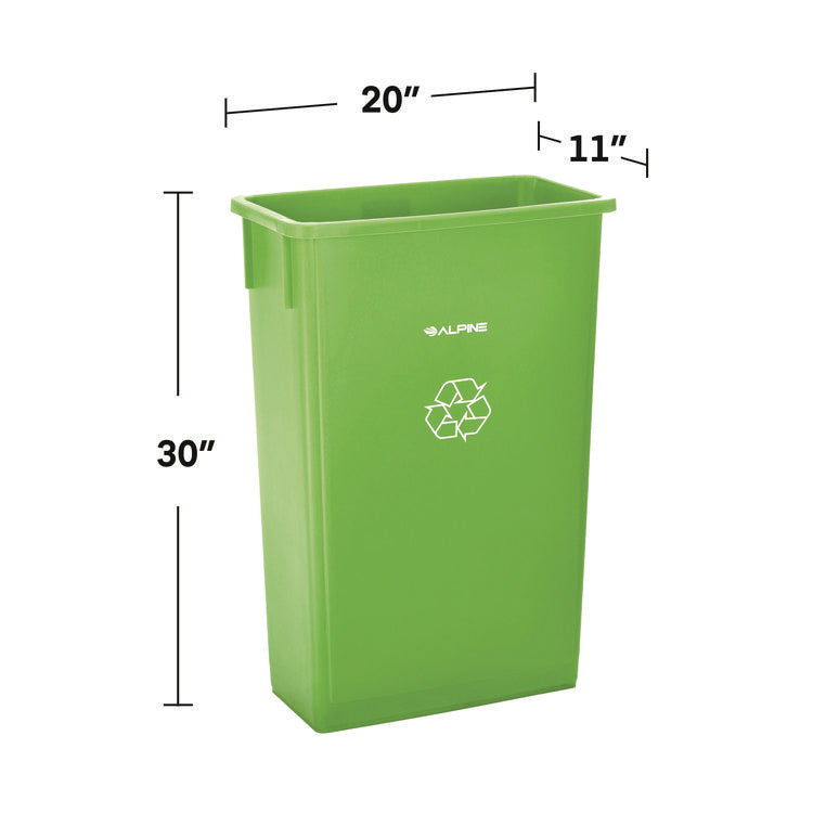 Slim 23 Gallon Recycling Bin, Plastic, Lime Green