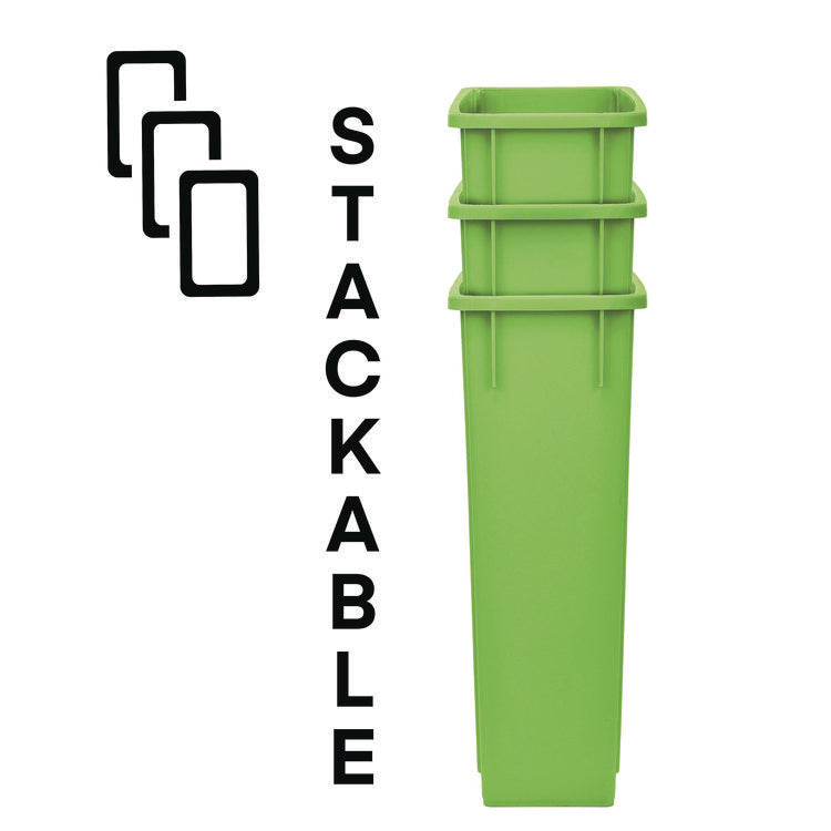 Slim 23 Gallon Recycling Bin, Plastic, Lime Green