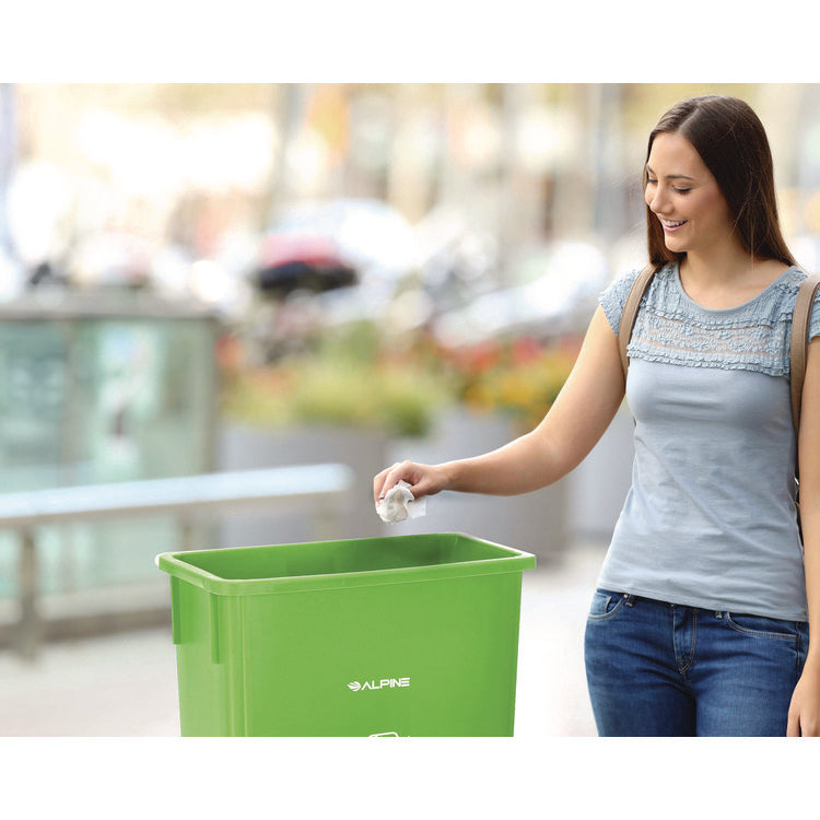 Slim 23 Gallon Recycling Bin, Plastic, Lime Green