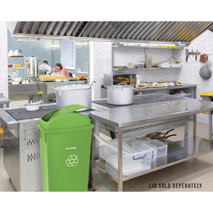 Slim 23 Gallon Recycling Bin, Plastic, Lime Green