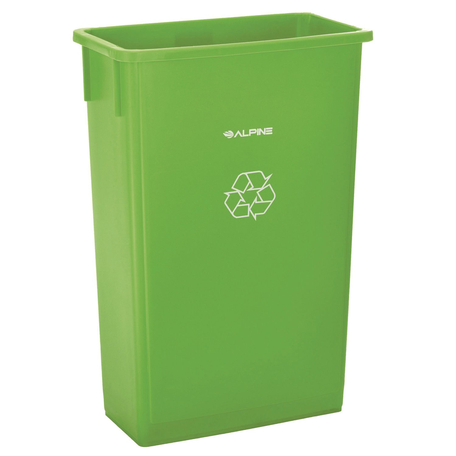 Slim 23 Gallon Recycling Bin, Plastic, Lime Green