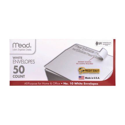 Press-it Seal-it Self-Adhesive Envelope, #10, Commercial Flap, Self-Adhesive Closure, 4.18 x 9.5, White, 50/Box
