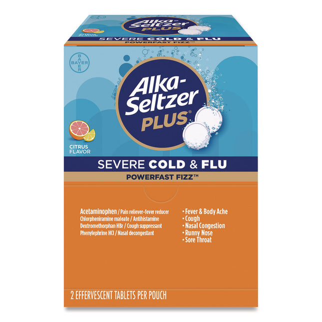 Plus PowerFast Fizz Sever Cold and Flu Effervescent Tablet, 2 Tablets/Pouch, 30 Pouches/Box