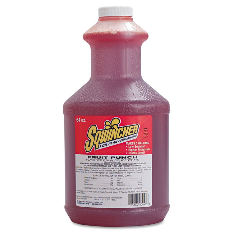Liquid Concentrate Electrolyte Drink, Fruit Punch, 64oz Bottles, 6/carton