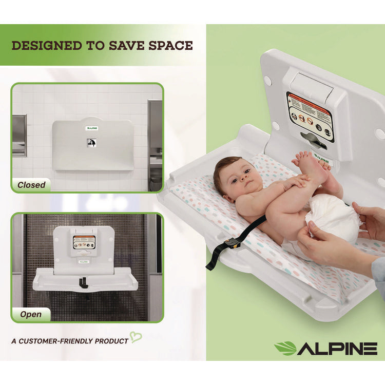 Compact Horizontal Baby Changing Station, 32 x 18, White