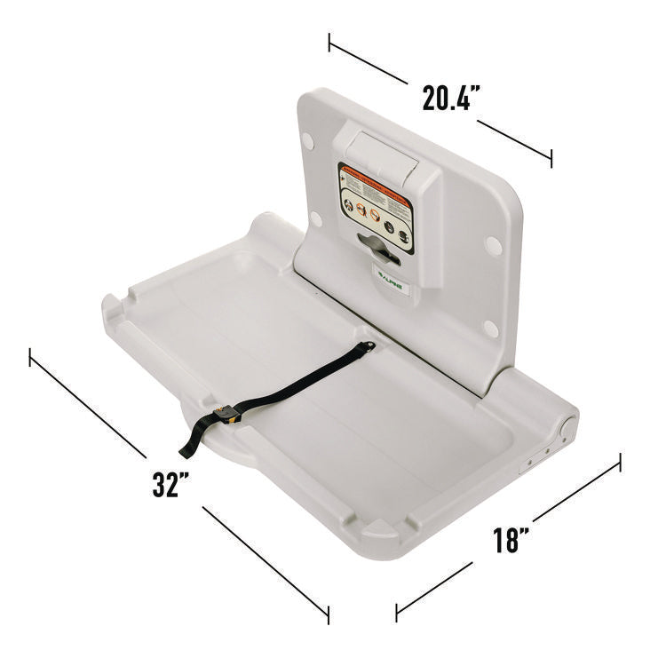 Compact Horizontal Baby Changing Station, 32 x 18, White
