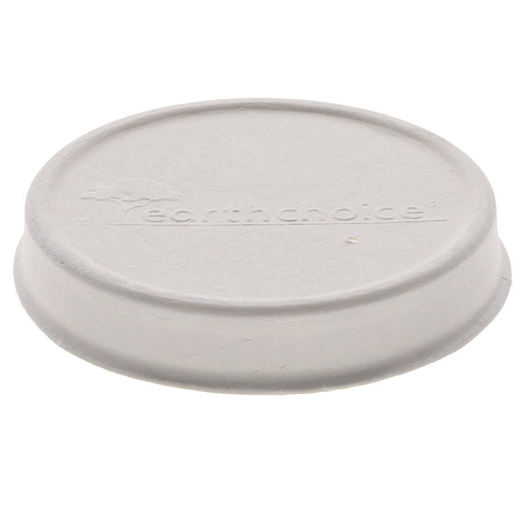 EarthChoice PFAS-Free Compostable Soup Cup Lid, For 8 oz to 16 oz Soup Cups, 4" Diameter, White, Sugarcane, 500/Carton