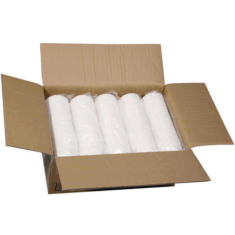 EarthChoice PFAS-Free Compostable Soup Cup Lid, For 8 oz to 16 oz Soup Cups, 4" Diameter, White, Sugarcane, 500/Carton