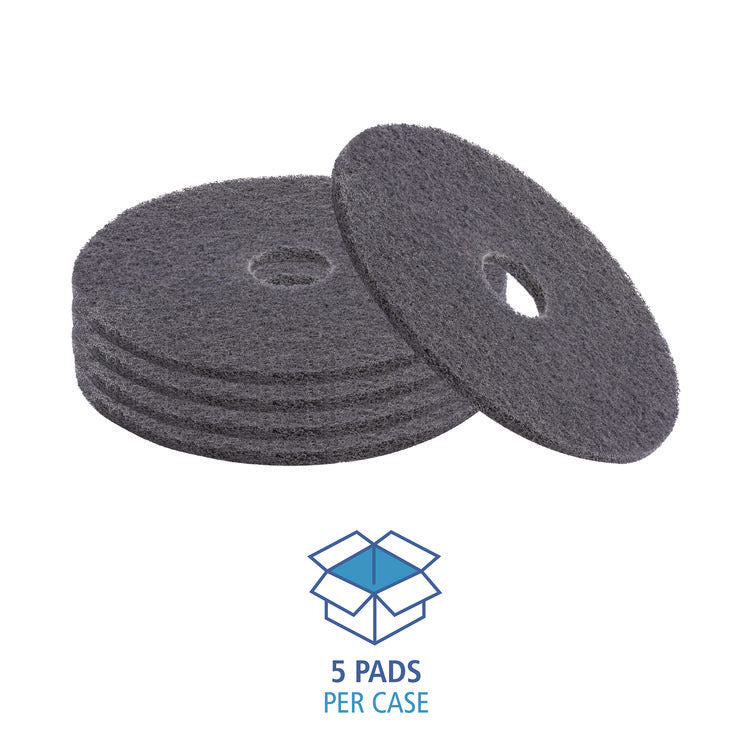 High Performance Stripping Floor Pads, 19" Diameter, Black, 5/carton