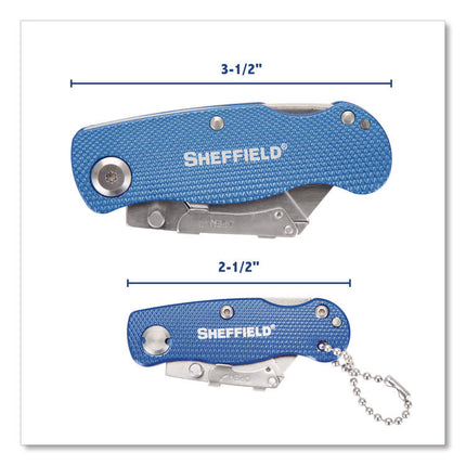 Folding Lock Back Utility Knife Set, 1 Standard, 1 Mini, Blue