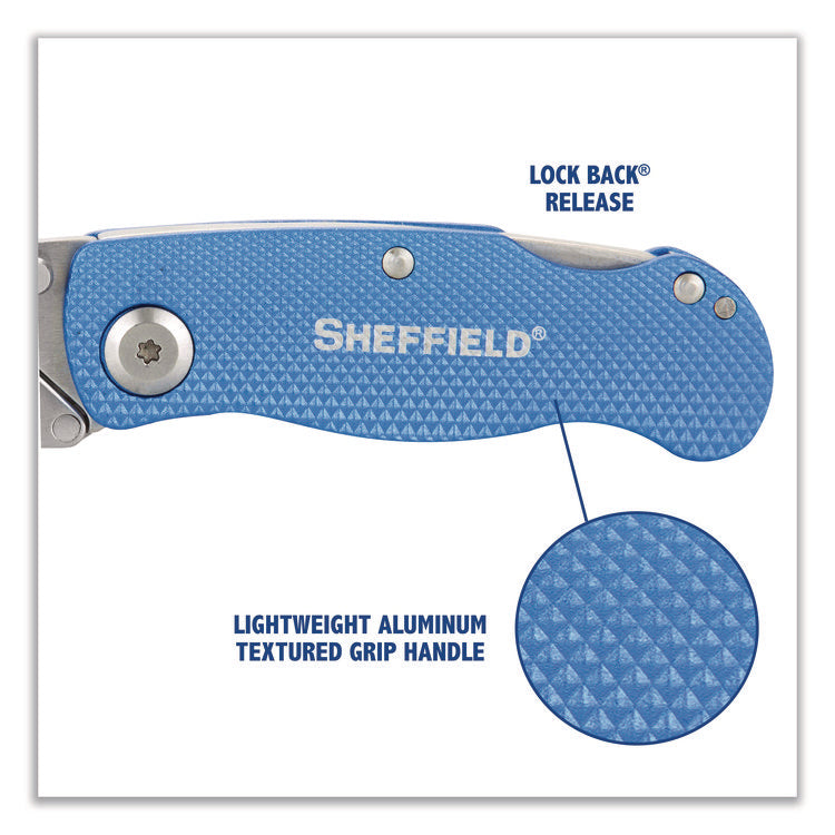 Folding Lock Back Utility Knife Set, 1 Standard, 1 Mini, Blue