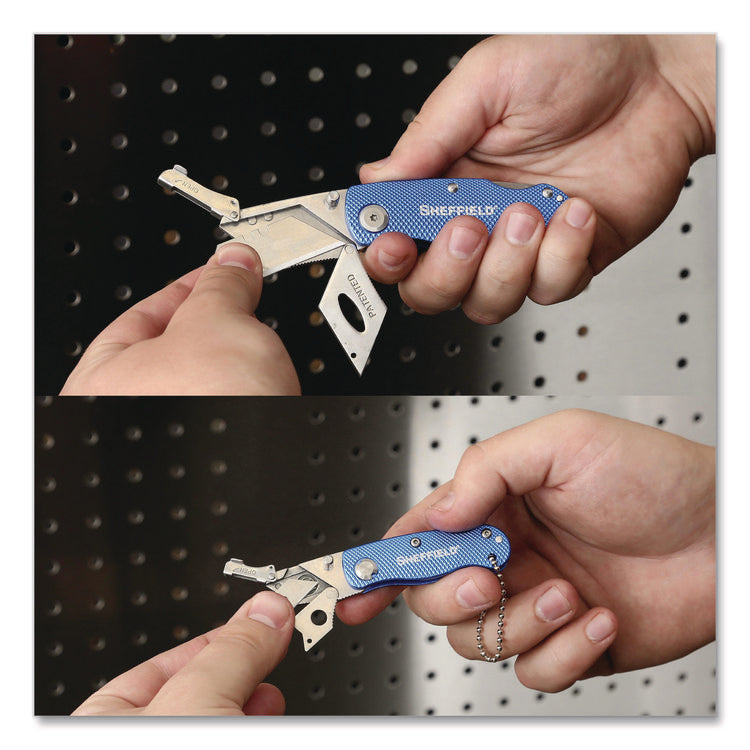 Folding Lock Back Utility Knife Set, 1 Standard, 1 Mini, Blue