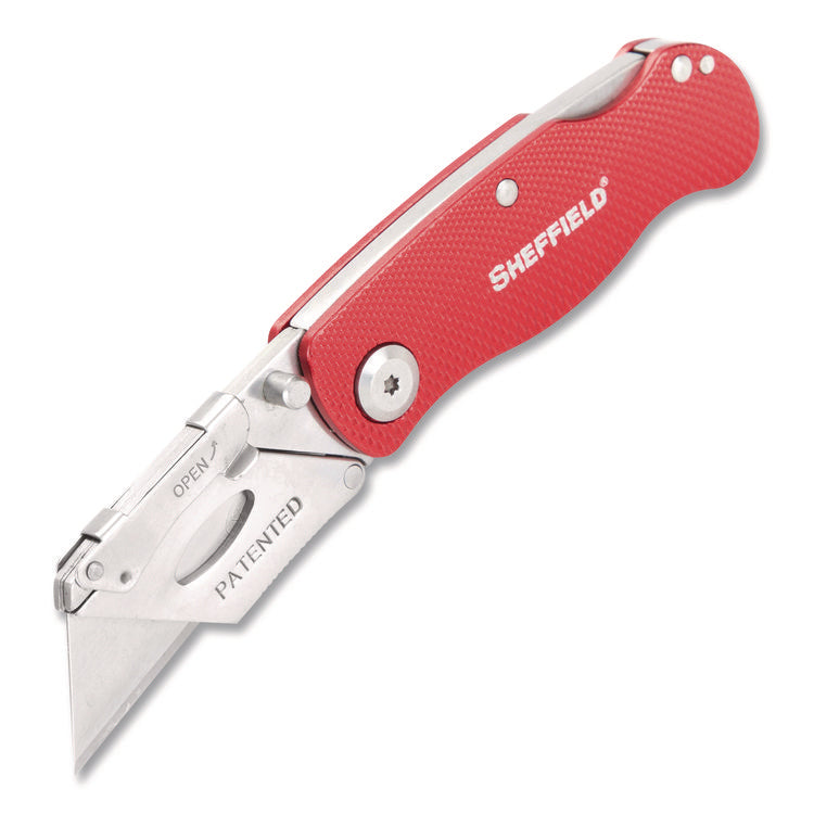 Quick Change Lock Back Utility Knife, 1.25" Blade, 3.5" Aluminum Handle, Red