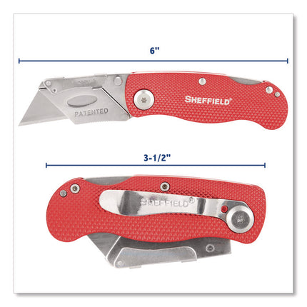 Quick Change Lock Back Utility Knife, 1.25" Blade, 3.5" Aluminum Handle, Red