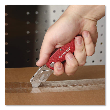 Quick Change Lock Back Utility Knife, 1.25" Blade, 3.5" Aluminum Handle, Red