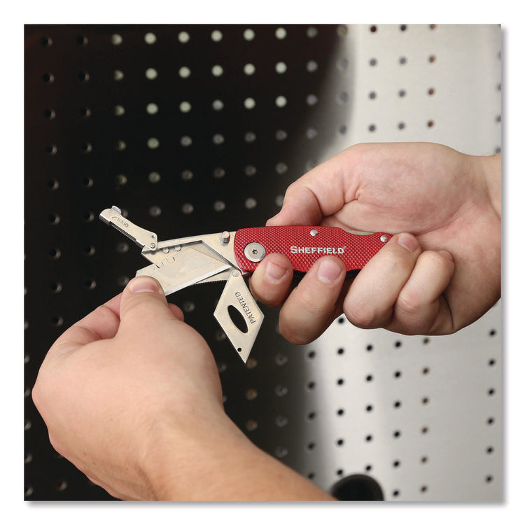 Quick Change Lock Back Utility Knife, 1.25" Blade, 3.5" Aluminum Handle, Red