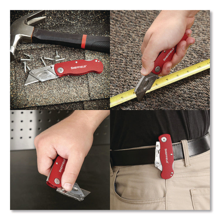 Quick Change Lock Back Utility Knife, 1.25" Blade, 3.5" Aluminum Handle, Red