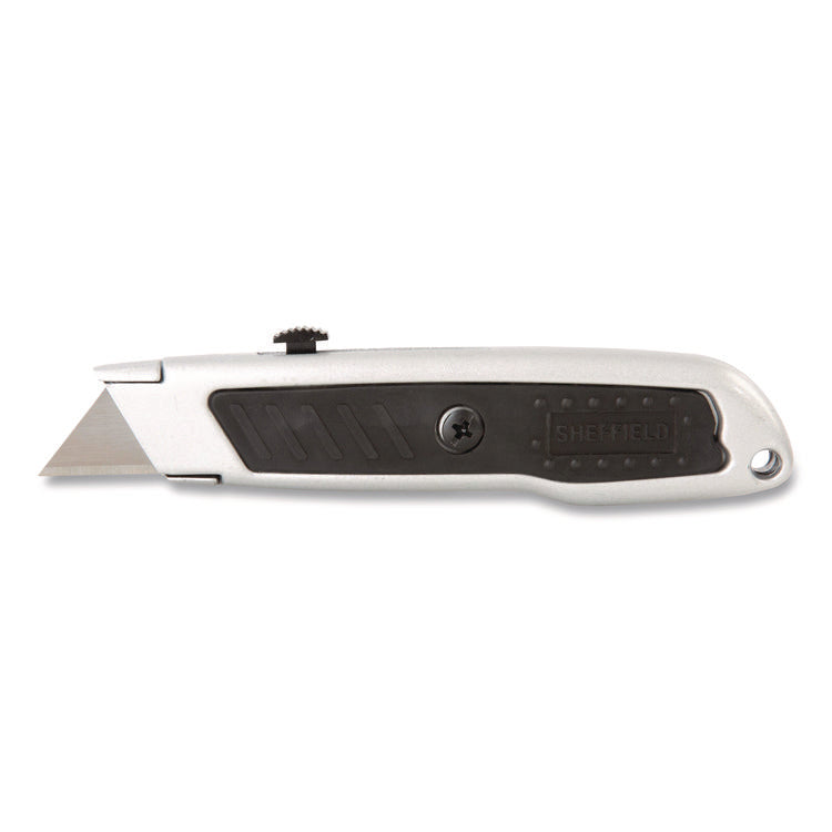 Retractable Utility Knife, 1.25" Blade, 3.5" Plastic Handle, Black/Gray