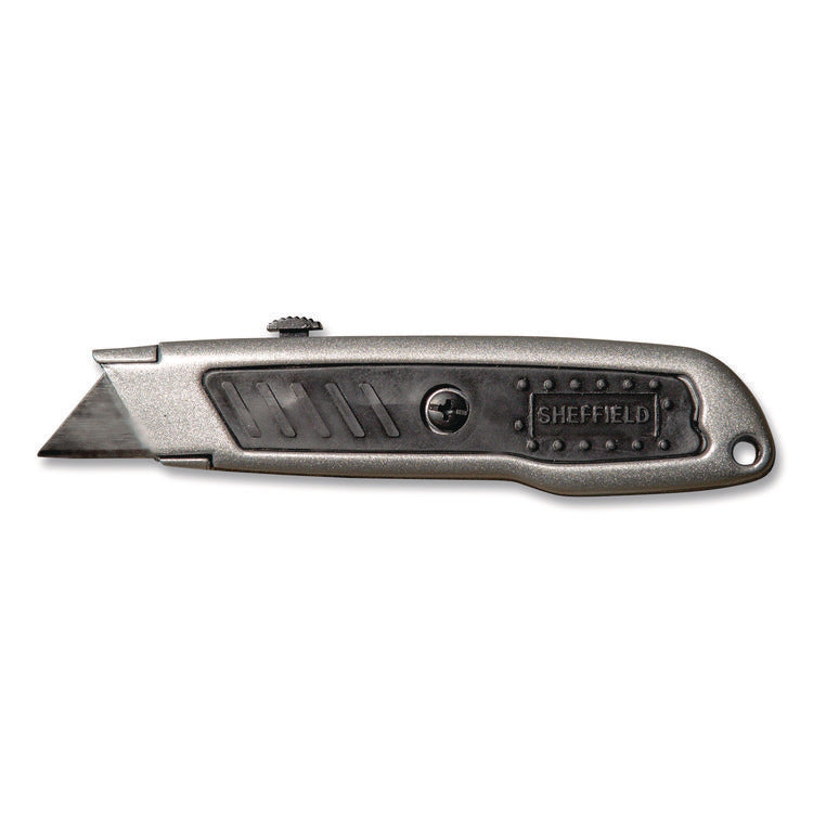 Retractable Utility Knife, 1.25" Blade, 3.5" Plastic Handle, Black/Gray